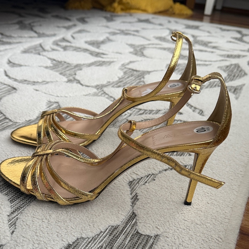 J. Crew Shimmering Gold Strappy Heels - Picture 7 of 8